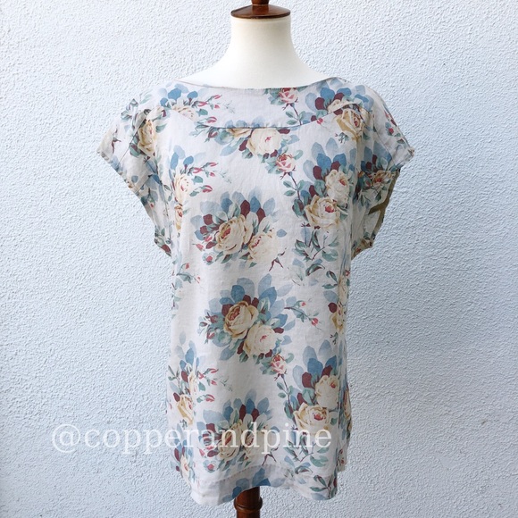 Anthropologie Tops - Anthropologie Odille Linen Floral Tie-Back Top